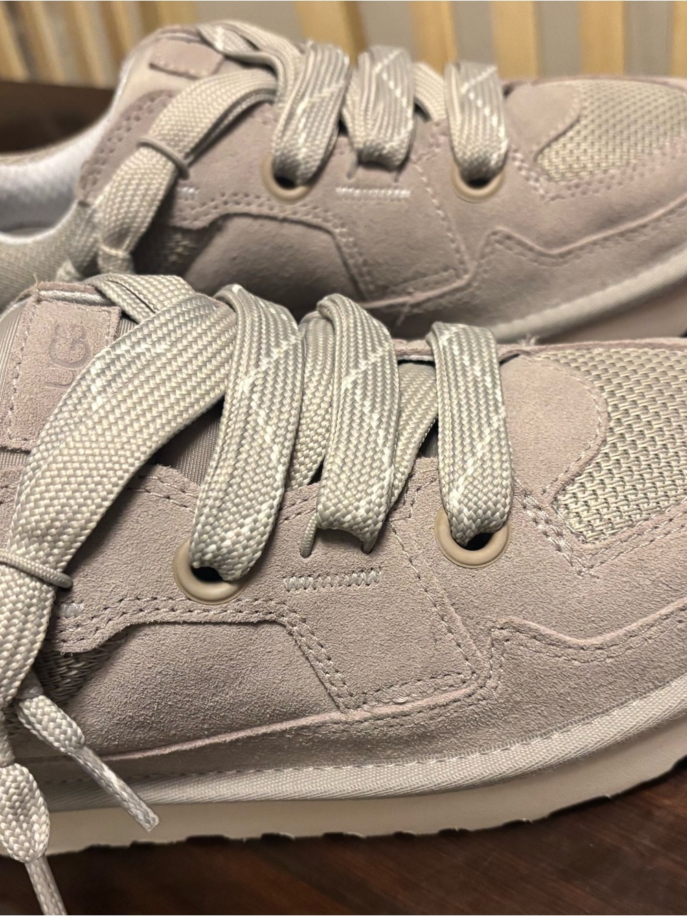 UGG Suede & Mesh Sneakers in Light Gray, NEW
